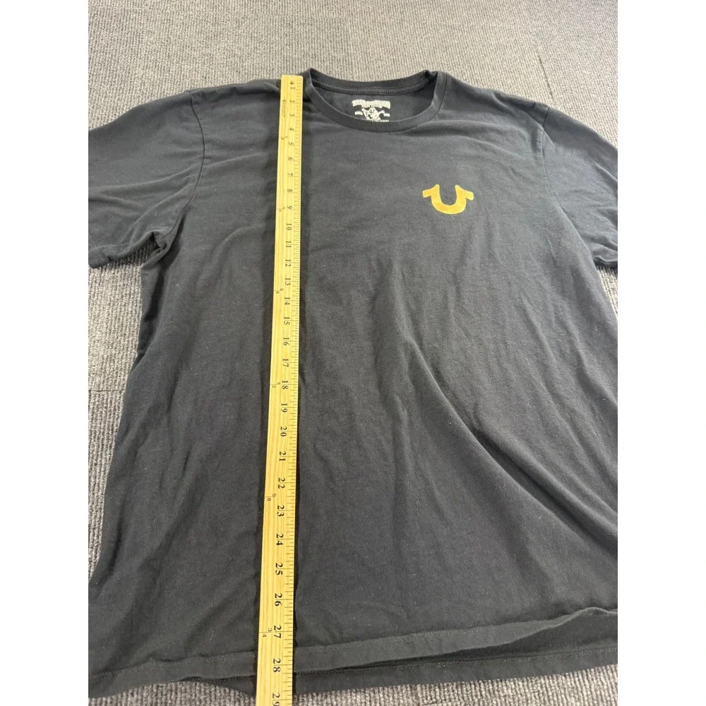 True Religion Mens Black Yellow Buddha World Tour Graphic T-Shirt XXL